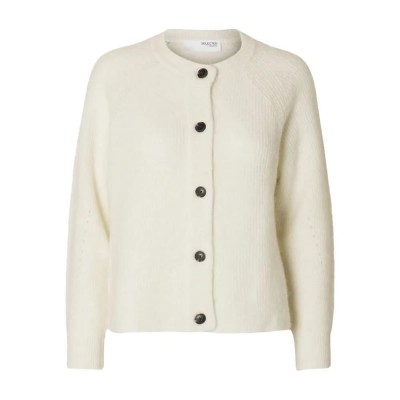 жилетка,дамски,пуловери,дамски,плетени,дрехи,selected,lulu,short,cardigan,snow,white,melange,(white)