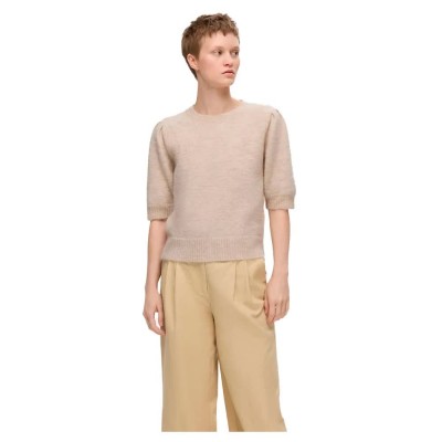 тениска,дамски,тениски,selected,lulu,short,sleeve,t,shirt,birch,melange,(beige)