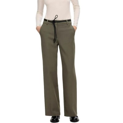 панталони,дамски,панталони,selected,rita,wide,leg,fit,pants,green,(kalamata,melange)
