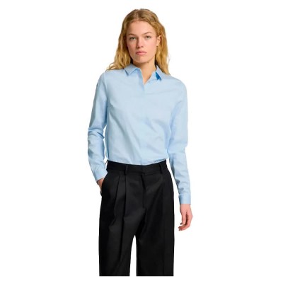 риза,с,дълъг,ръкав,дамски,блузи,дамски,ризи,selected,romie,fitted,long,sleeve,shirt,light,blue,(blue)