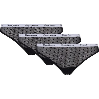 дамско,бельо,дамски,бикини,и,танкини,pepe,jeans,dot,mesh,thong,3,units,black,(black)