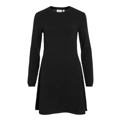 рокля,дамски,поли,и,рокли,vila,comfy,a,line,long,sleeve,dress,black,(black)