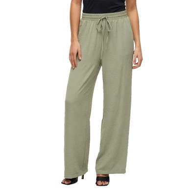 панталони,дамски,панталони,vila,josa,wide,leg,fit,high,waist,pants,oil,green,(green)