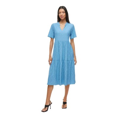 рокля,дамски,поли,и,рокли,vila,kawa,short,sleeve,midi,dress,blue