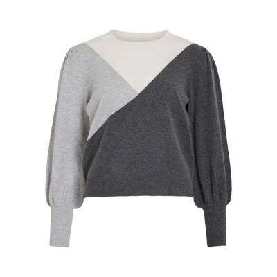 блуза,дамски,пуловери,дамски,плетени,дрехи,vila,kerry,sweater,dark,grey,melange,light,grey,melange,cloud,dancer