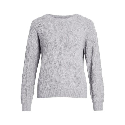 блуза,дамски,пуловери,дамски,плетени,дрехи,vila,lassia,sweater,grey,(light,grey,melange)