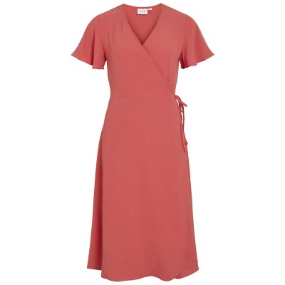 рокля,дамски,поли,и,рокли,vila,lovie,wrap,short,sleeve,midi,dress,paprika,(red)