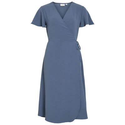 рокля,дамски,поли,и,рокли,vila,lovie,wrap,short,sleeve,midi,dress,blue,(vintage,indigo)