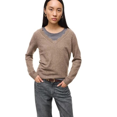 блуза,дамски,пуловери,дамски,плетени,дрехи,vila,nikolina,v,neck,sweater,brown,(falcon,melange)