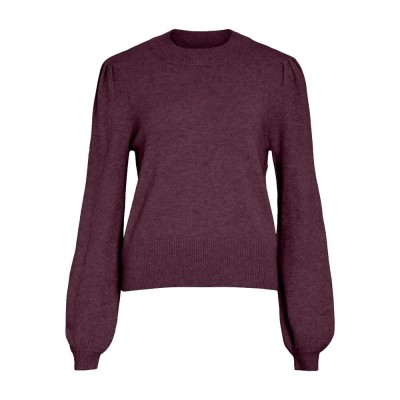 блуза,дамски,пуловери,дамски,плетени,дрехи,vila,ril,balloon,high,neck,sweater,fig,dark,melange,(purple)
