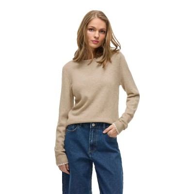 блуза,дамски,пуловери,дамски,плетени,дрехи,vila,ril,sweater,natural,melange,white,alyssum,(beige)