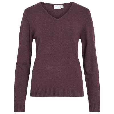 блуза,дамски,пуловери,дамски,плетени,дрехи,vila,ril,v,neck,sweater,fig,dark,melange,(purple)