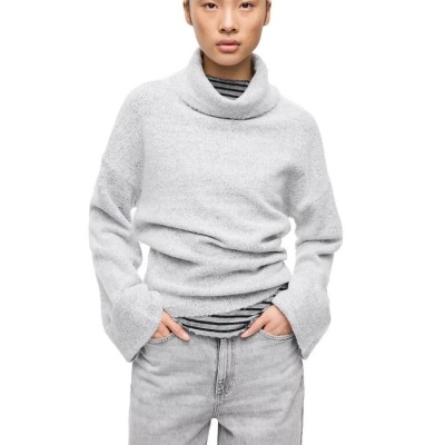 блуза,дамски,пуловери,дамски,плетени,дрехи,vila,rolfie,high,neck,sweater,grey,(light,grey,melange)