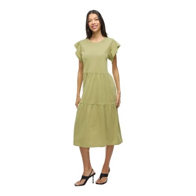 рокля,дамски,поли,и,рокли,vila,summer,short,sleeve,midi,dress,sage,(green)