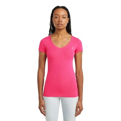 тениска,дамски,тениски,g,star,base,short,sleeve,v,neck,t,shirt,pink,(pink,peacock)