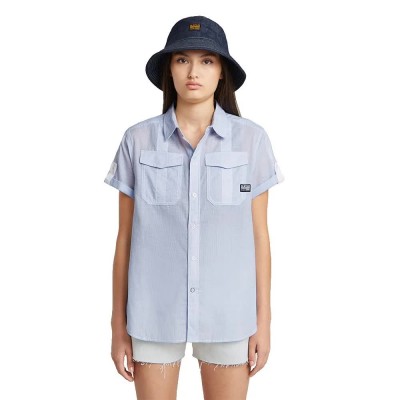 риза,с,къс,ръкав,дамски,блузи,дамски,ризи,g,star,button,through,short,sleeve,shirt,blue