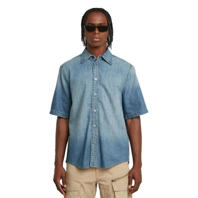 риза,с,къс,ръкав,мъжки,ризи,g,star,regular,denim,short,sleeve,shirt,sun,faded,thames,(blue)