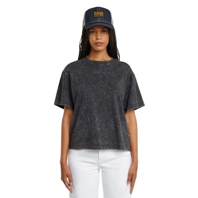 тениска,дамски,тениски,g,star,washed,script,short,sleeve,t,shirt,grey,(petrol,double,dye)
