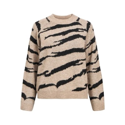 блуза,дамски,пуловери,дамски,плетени,дрехи,object,diana,re,sweater,beige,(morel,black,zebra,graphic)