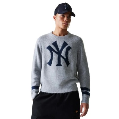 блуза,мъжки,пуловери,new,era,mlb,knit,new,york,yankees,sweatshirt,grey,(grey,medium)