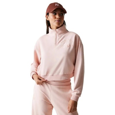 блуза,дамски,блузи,new,era,mlb,tonal,crop,new,york,yankees,half,zip,sweatshirt,pastel,pink,(pink)