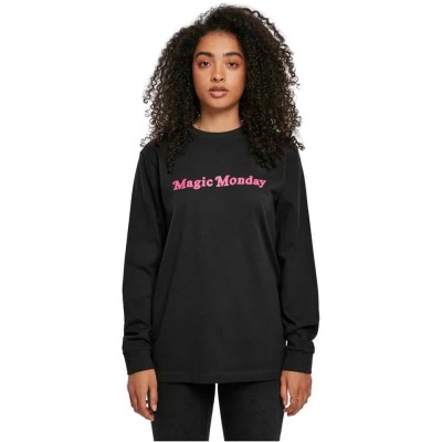 тениска,дамски,тениски,mister,tee,magic,monday,slogan,long,sleeve,t,shirt,black