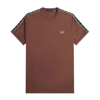 тениска,мъжки,тениски,fred,perry,contrast,tape,ringer,f,short,sleeve,t,shirt,brick,warm,grey,(brown)