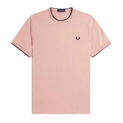 тениска,мъжки,тениски,дамски,тениски,fred,perry,twin,tipped,short,sleeve,t,shirt,beige,pink,(dark,pink,dustro)