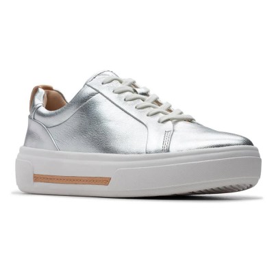 обувки,дамски,маратонки,clarks,shoes,hollyhock,walk,trainers,silver,leather,(silver)