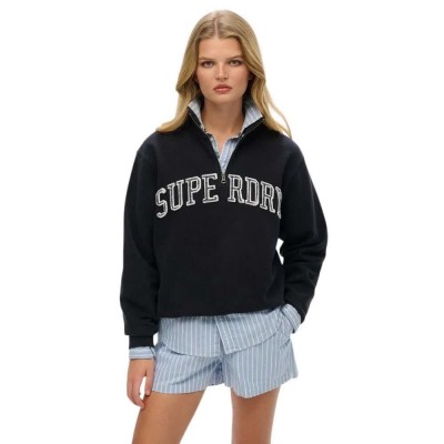 блуза,дамски,блузи,superdry,athletic,essential,applique,half,zip,sweatshirt,black,(eclipse,navy)