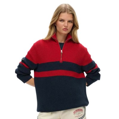 блуза,дамски,пуловери,дамски,плетени,дрехи,superdry,classic,stripe,sweater,red,(navy,red)