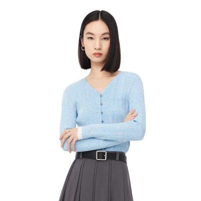 жилетка,дамски,пуловери,дамски,плетени,дрехи,lily,business,fashion,color,block,cardigan,sky,blue,(blue)