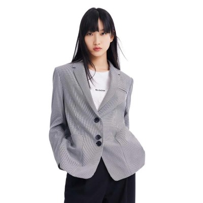 сако,дамски,сака,lily,commuter,plaid,blazer,black,(grey)