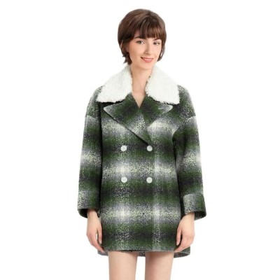 палто,дамски,якета,и,палта,lily,gradient,plaid,wool,coat,turquoise,(green)