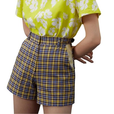 къси,панталони,дамски,панталони,lily,plaid,straight,leg,suit,shorts,bright,yellow,(multicolor)