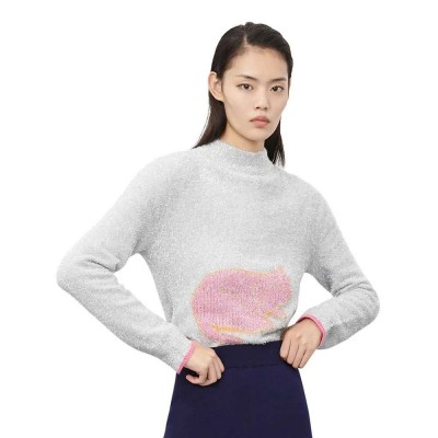блуза,дамски,пуловери,дамски,плетени,дрехи,lily,silver,glitter,cat,sweater,white,(white,grey)