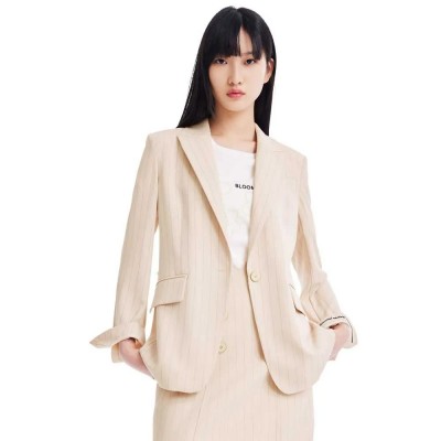 сако,дамски,сака,lily,skinny,belted,blazer,pink,(beige)