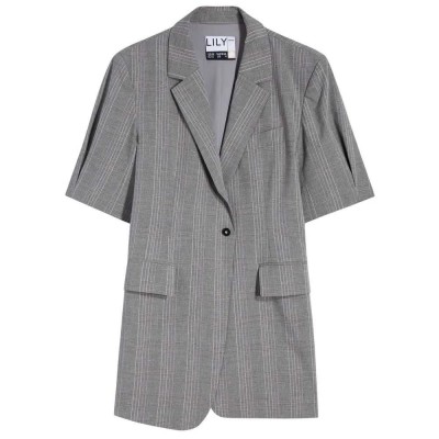 сако,дамски,сака,lily,ss,plaid,blazer,gray,(grey)