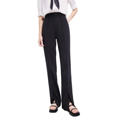 панталони,дамски,панталони,lily,split,fit,high,waist,pants,black