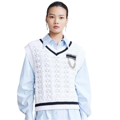 потник,дамски,потници,lily,v,neck,knit,vest,white