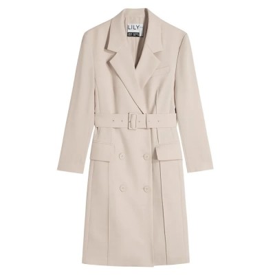 сако,дамски,поли,и,рокли,lily,waist,tie,blazer,dress,pale,pink,(beige)