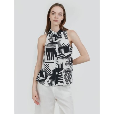 потник,дамски,блузи,дамски,ризи,fundango,myrto,sleeveless,shirt,white,black,(inka)