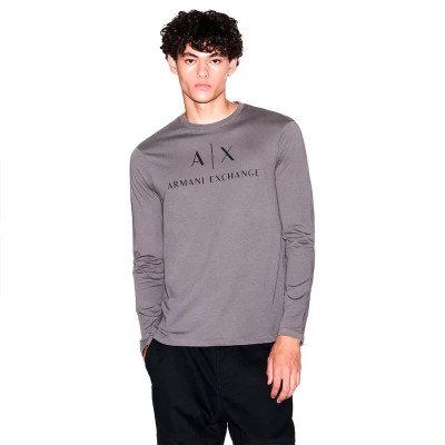 тениска,мъжки,тениски,armani,exchange,8nztch,z8h4z,long,sleeve,t,shirt,dark,gull,gray,(grey)
