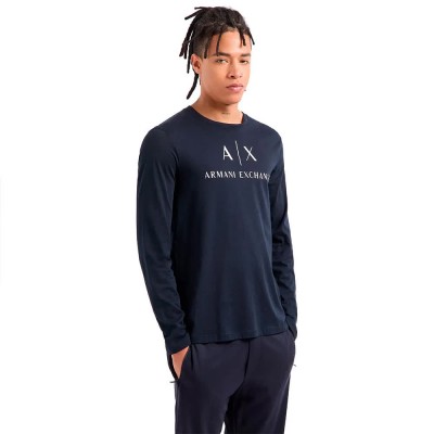 тениска,мъжки,тениски,armani,exchange,8nztch,z8h4z,long,sleeve,t,shirt,blue,(navy)