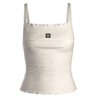 тениска,дамски,пижами,hugo,rib,vest,short,sleeve,pyjama,t,shirt,white