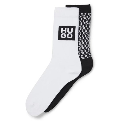 чорапи,дамски,чорапи,hugo,rs,uni,logo,cc,socks,2,pairs,white,black,(black)