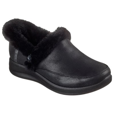 пантофи,дамски,пантофи,skechers,cozy,escape,slippers,black,microleather,faux,fur