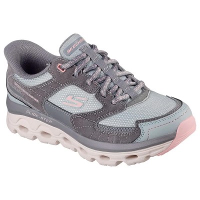 обувки,дамски,маратонки,skechers,glide,stepsole,paradisevalley,hiking,shoes,gray,leather,synthetic,pink,textile,(grey)