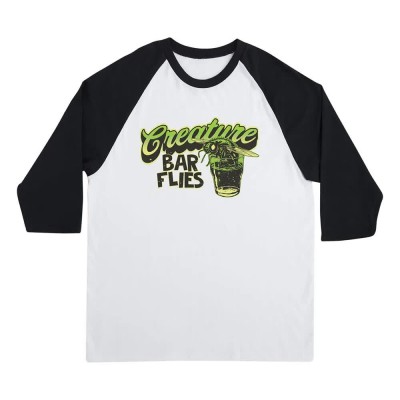 тениска,мъжки,тениски,creature,barfly,3,4,sleeve,t,shirt,white,black,(white)