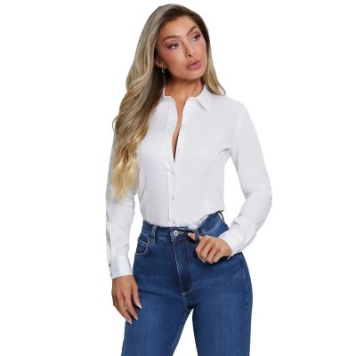 риза,с,дълъг,ръкав,дамски,блузи,дамски,ризи,guess,cate,long,sleeve,shirt,pure,white,(white)